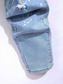 Manfinity Roughcore Men's Slim Fit Ripped Pocket Casual Denim Jeans Men Ripped Jeansstreetwear Jeans - Light Wash - View 6