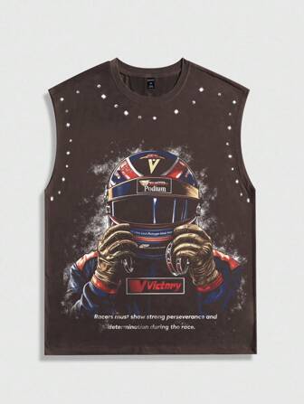 Street Life Men's Loose Fit Graphic Print Round Neck Tank Top