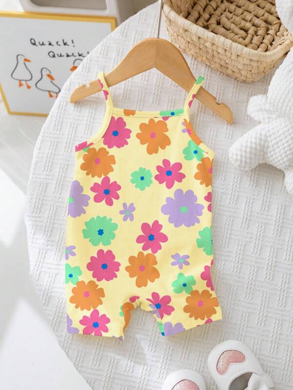SHEIN Baby Mädchen lässigerärmelloser Romper, geeignet für Frühling/Sommer