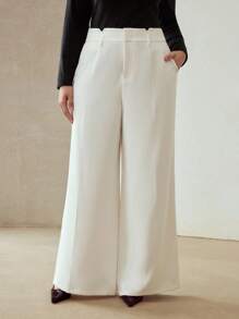MOTF PREMIUM PLUS PRESS CREASE WIDE LEG SUIT PANTS WINTER FALL AUTUMN - White - View 4