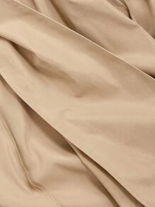 SHEIN MOD 大码女式米色束腰泡泡袖无袖风衣 - 卡其色 - 查看 9