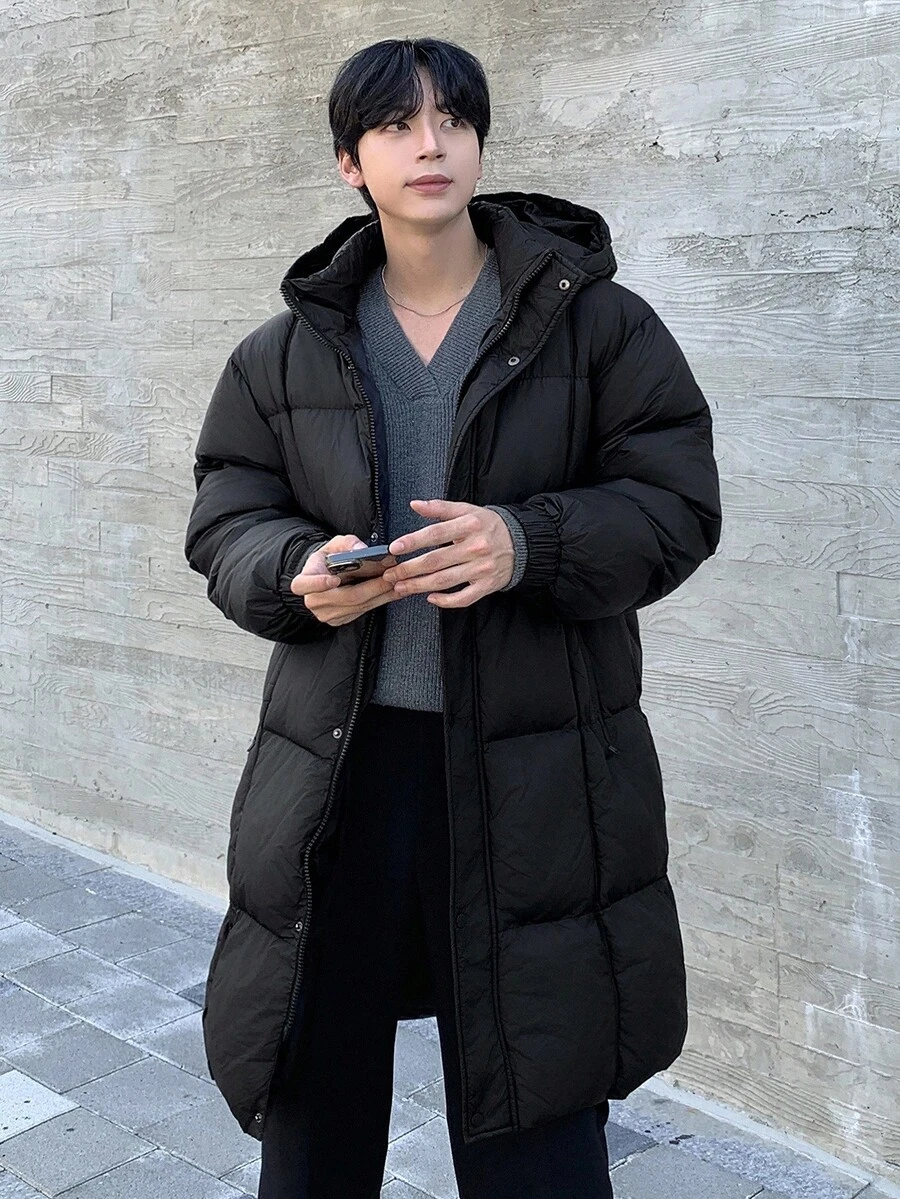 DAZY Men's Thick Hooded Black Padded Coat, Winter - Black - View 1