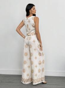 SHEIN Tall Bộ 2 áo không tay và quần dài rộng rãi cho nữ - Nhiều màu - Xem 2