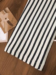 Rusticease 女士松紧腰条纹阔腿宽松休闲裤 - 彩色 - 查看 7