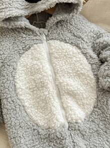 Pelele de forro polar con capucha, orejas y bordado de koala lindo para bebé recién nacido niño, otoño/invierno