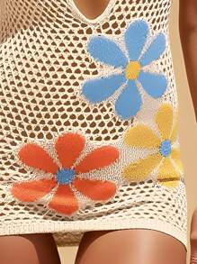 Swim Chiccia Váy che nắng đi biển hở lưng họa tiết hoa nhiều màu sắc cổ điển kiểu nông thôn, váy lưới khoét sâu hở lưng có thể điều chỉnh, váy hai dây ôm sát - Nhiều màu - Xem 3