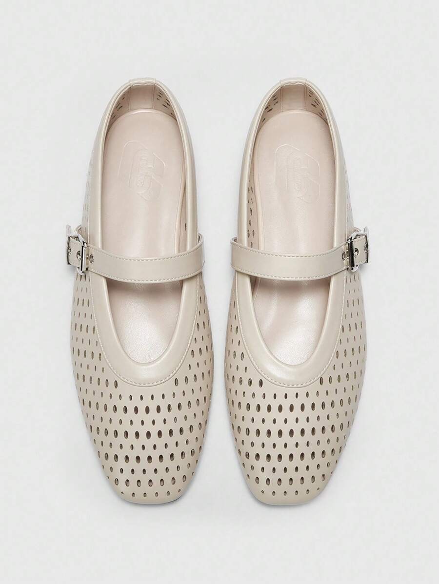 CUCCOO BIZCHIC 女士时尚通勤百搭休闲玛丽珍平底鞋 - 杏色 - 查看 1