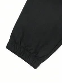 Manfinity Homme 男士休闲抽绳工装裤，多口袋工作裤，秋季 - 黑色 - 查看 6