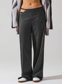 Fluxe Women's Solid Color Hollow Out Low Waist Casual Pants