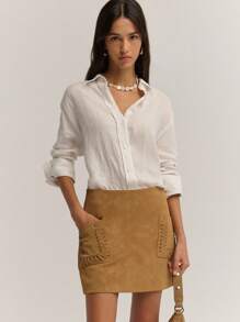 Nöista Women's Western Style Dual Pocket Casual Fashion Midi Skirt