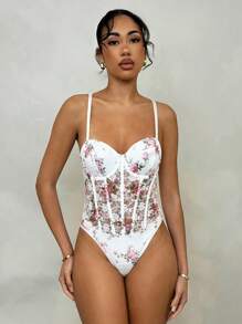 SHEIN PETITE 女士花卉印花紧身衣