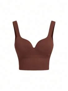 SHEIN Sports 简约无缝舒适运动文胸 - 彩色 - 查看 5