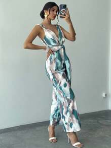 Firerie Neue romantische & weiche Batik-Farbton Damen weite Bein Jumpsuit, geeignet für Strandurlaub, Gartenfest, Alltagsanlässe/4. Juli Outfits/Strandoutfits für Frauen/Salbeigrüne Urlaubsoutfits, Urlaubsoutfits für Frauen - Verschiedenfarbig - Übersicht 4