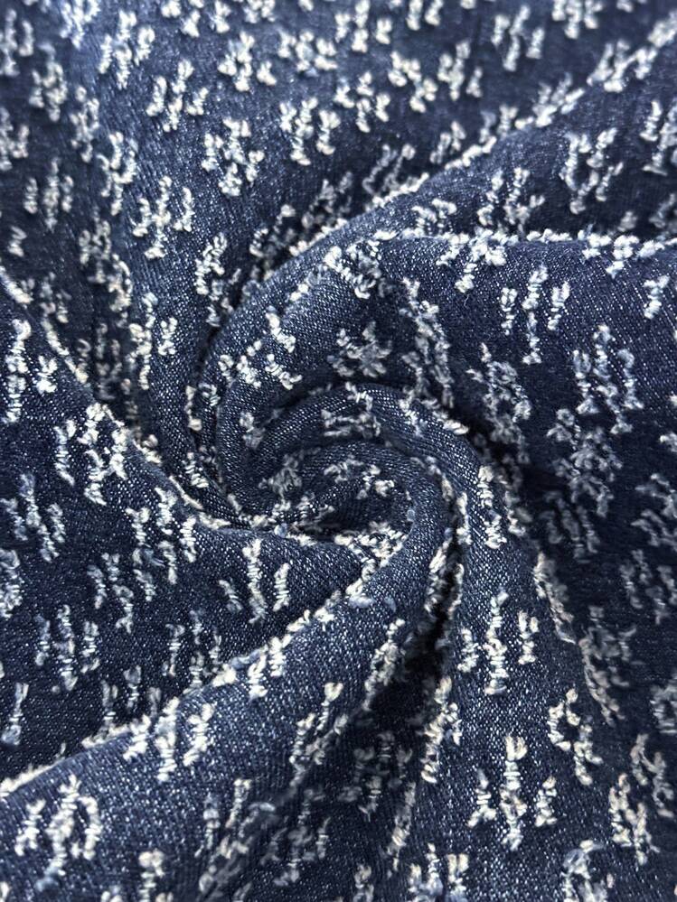 Elaquor Plus Size Oversized Blue Jeans High Waist Straight Jacquard Jeans Comfortable Elastic Waistband French Old Money Style Fall Women Clothes Wide Leg Pants - Dark Wash - View 5