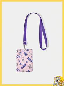 TOM & JERRY X SHEIN 女士可爱卡通老鼠和心形图案卡片夹 - 紫色 - 查看 1