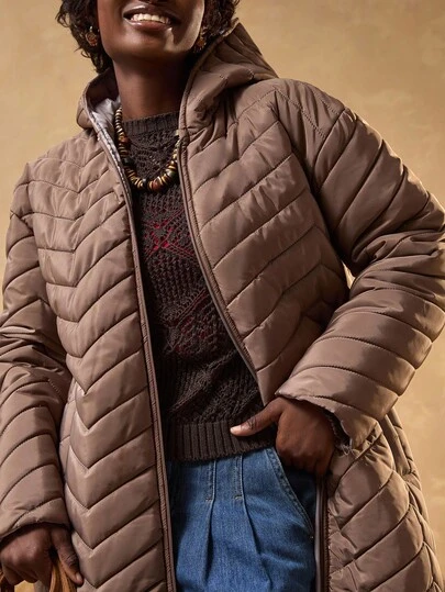 EURMUSE Quilted Longline Puffer Jacket With Side Pocket Details Front Zipper Closure Warm Winter Coat, Waterproof Special High Quality Winter Coat Long Puffer Coat Women Long Winter Coat Women Womens Winter Coats Long Quilted Coat Women Hooded Winter Coat Women Womens Coats Long Winter Jacket Women Hooded Puffer Coat Women Womens Puffer Jackets