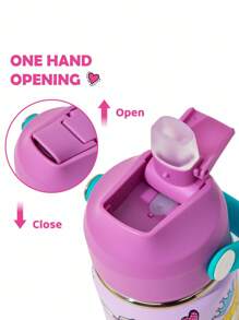 Nick 90s | SHEIN 12oz / 360 Ml Insulated Cup With Straw And Spill-Proof Lid, Suitable For Travel, Tourism, Back To School - Multicolor - View 3