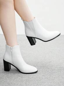 CUCCOO BIZCHIC 女士时尚侧拉链设计高跟踝靴 - 白色 - 查看 1