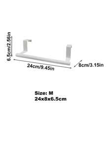 Cirelle 1PC White Single Rod Towel Rack Cabinet Door Back Type Hanging Rack Non-punched Towel Rod