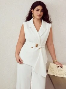 MOTF PREMIUM 加大双排扣马甲 - 白色 - 查看 4