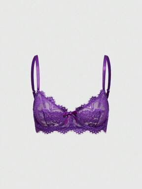 Goth Lace Floral Embroidery Underwire Triangle Cup Bra