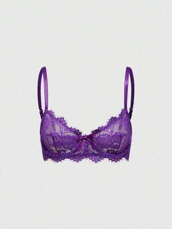 Goth Lace Floral Embroidery Underwire Triangle Cup Bra
