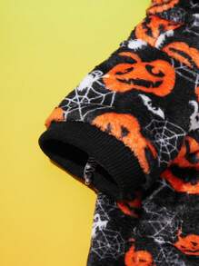 PETSIN 一件宠物万圣节南瓜蜘蛛连帽法兰绒连帽衫 - 彩色 - 查看 5