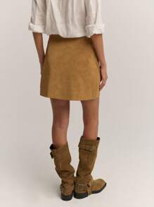 Nöista Women's Western Style Dual Pocket Casual Fashion Midi Skirt