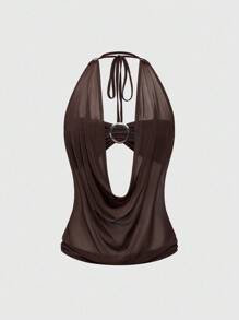 ROMWE Hippie Women's Y2K Back To School Deep V Vintage Loose Neck Backless Streetwear Camisole (With Tube Top Included)