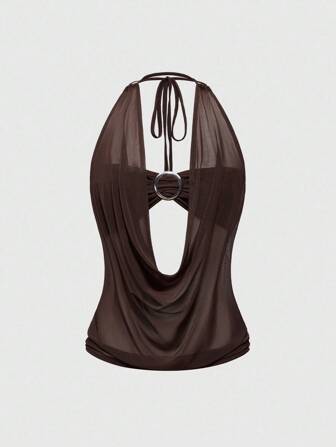 Hippie Women's Y2K Back To School Deep V Vintage Loose Neck Backless Streetwear Camisole (With Tube Top Included)