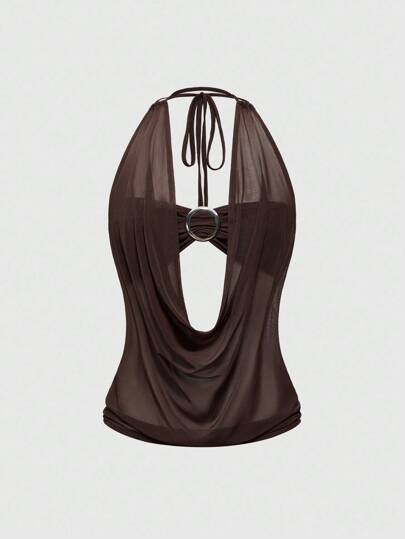 Hippie Camiseta sin espalda con cuello en V profundo y estilo vintage holgado para mujer (con top tubo incluido) para volver al colegio en estilo Y2K