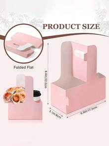 Brown&Pink Kraft Paper Flower Bouquet Gift Bags Paper Material, Handle Drink Carrier For 2 Cup Floral Wrap Packing Box Paper Holder Basket - Perfect For Valentine's, Mother's Day & Wedding Decorations, Birthday Gifts For Men, Valentine Box, Men Gift Box, Gift For Man, Gift Bags Bulk, Blue Gift Bag, Valentines, Valentine's Day, Valentines Gifts, For Mother's Day, Bridesmaid Gifts, Graduation Gifts, Birthday Gifts, Wedding Gifts,Birthday,Bride,Wedding