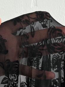 Viva Relle 大码女式弹力紧身优雅派对/生日/场合美人鱼蕾丝网眼吊带裙，适合秋冬夏季 - 黑色 - 查看 7