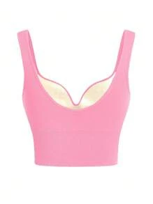 SHEIN Sports 简约无缝舒适运动文胸 - 彩色 - 查看 4