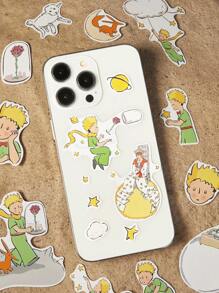 LE PETIT PRINCE X SHEIN 37张卡通图案贴纸套装，适合学生、男女老少，可用于笔记本、日记本、手工艺品等物品。也可用于滑板、笔记本电脑和行李箱的个性化装饰。可移除背胶，易于撕除不留残胶，图案包括小王子、B612星球、玫瑰、爱心、月亮和星星。 - 彩色 - 查看 3