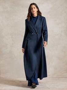 Briarwyn 女士纯色翻领长袖双排扣休闲长裙 女士秋季连衣裙 返校服 女士教师装 女士办公室服装 复古风格女士；复古女士服装 - 藏蓝色 - 查看 3