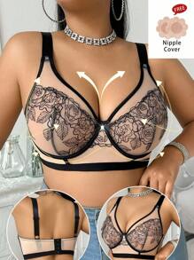 SHEIN 1 Áo ngực có gọng thêu lưới cỡ lớn - Nhiều màu - Xem 5