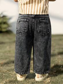 Cozy Pixies 男婴装饰编织松紧腰侧袋休闲牛仔裤 - 黑色 - 查看 2