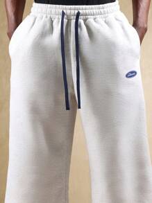 SUMWON 时尚阔腿运动裤 经典滑板裤设计 抽绳宽松版型 舒适冬春休闲街头风 纯色 - 灰色 - 查看 2