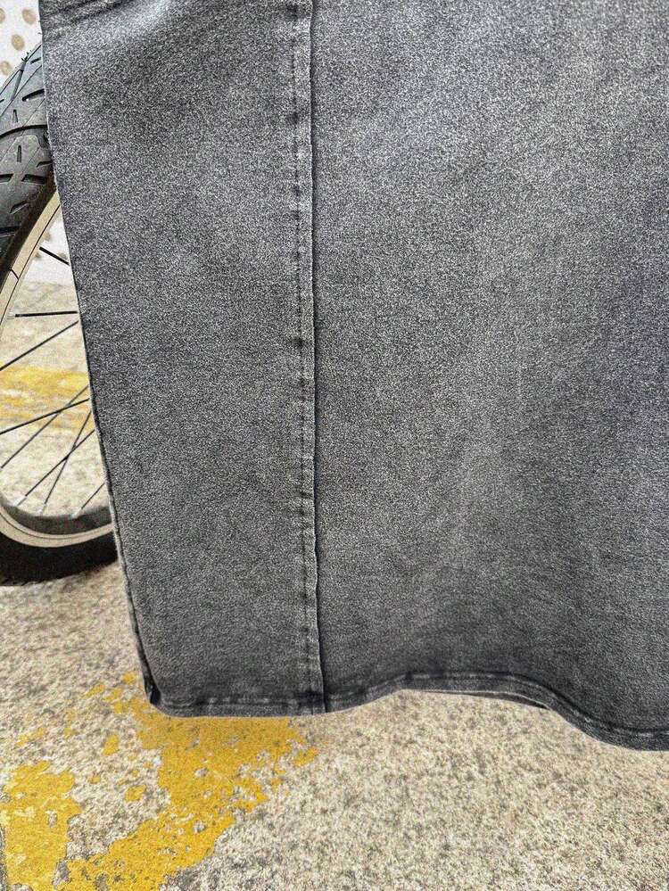 SHEIN 青少年休闲街头风格纯色舒适圆领拼接背心，适合通勤、上学、日常休闲、旅行、运动、春夏季 - 黑色 - 查看 5