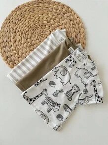 3-Piece Soft Knit Crew Neck Short Sleeve Tops Set For Baby Boy Or Baby Girl Graphic - Green - View 6