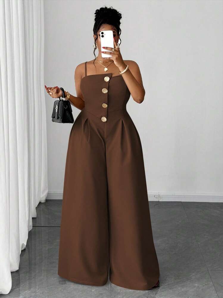 Maweii Plus Size Sleeveless Single-Breasted Pleated Loose Fashion