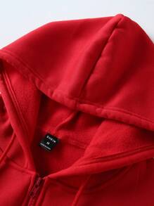 Manfinity EMRG 男士休闲时尚印花宽松长袖连帽运动衫 - 紅色 - 查看 5