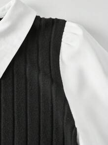 SHEIN Streecool Teen Girl Casual College Style Teen Girl Patchwork Long Sleeve Short Casual Dress Fall Winter