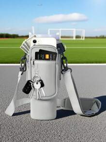 1 件带手机袋的水瓶袋，适用于 40/30 盎司带手柄的玻璃杯，带可调节肩带，钥匙钩，适合徒步旅行露营运动水瓶套隔热袋斜挎包 - 彩色 - 查看 10