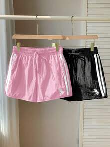 Comfortcana Quần short thể thao thêu sọc hai tông màu thoải mái mùa hè - Nhiều màu - Xem 5