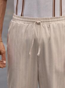 Manfinity VCAY 男士休闲梭织条纹中腰抽绳直筒裤