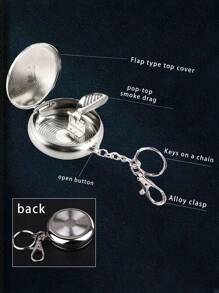 1pc Sunflower/ Wealth Blossom Portable Ashtray, Pocket Watch Style Metal Ashtray, Keychain Style Mini Ashtray