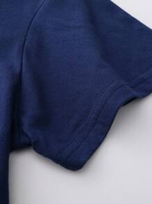 SHEIN Damen Slogan & Blumen Muster Kurzarm Lässig Regular Crew Neck T-Shirt