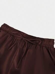 TaskEZ 柔软舒适的V领多口袋短袖套装 - 咖啡棕 - 查看 3